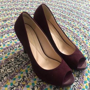 Burgundy Peep Toe Heals